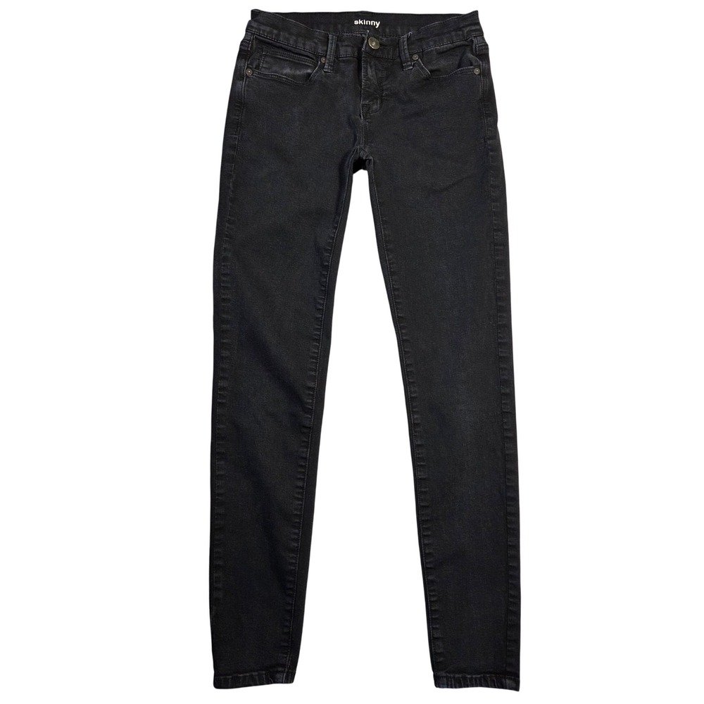Jc Penny Skinny Jeans Women 26 Black Wash Denim Preppy Boho Fall Layering Casual